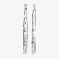 Womens Sterling Silver 40mm Round Hoop Earrings