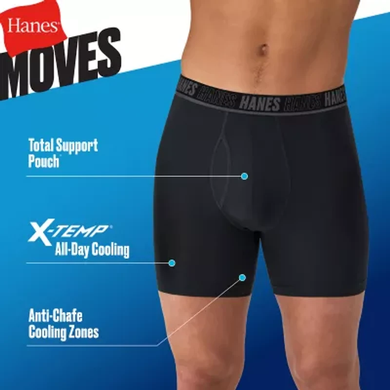Hanes Moves X-Temp Performance Total Support Pouch Mens 4 Pack Boxer Briefs Umsbe4