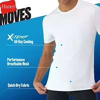 Hanes Moves X-Temp Performance Mens 3 Pack Short Sleeve Crew Neck Moisture Wicking T-Shirt