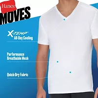 Hanes Moves X-Temp Performance Mens 3 Pack Short Sleeve V Neck Moisture Wicking T-Shirt