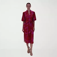 Clover And Sloane Womens Short Sleeve Midi Floral Shift Dress