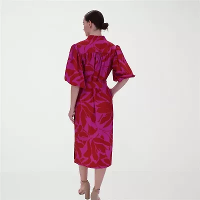 Clover And Sloane Womens Short Sleeve Midi Floral Shift Dress