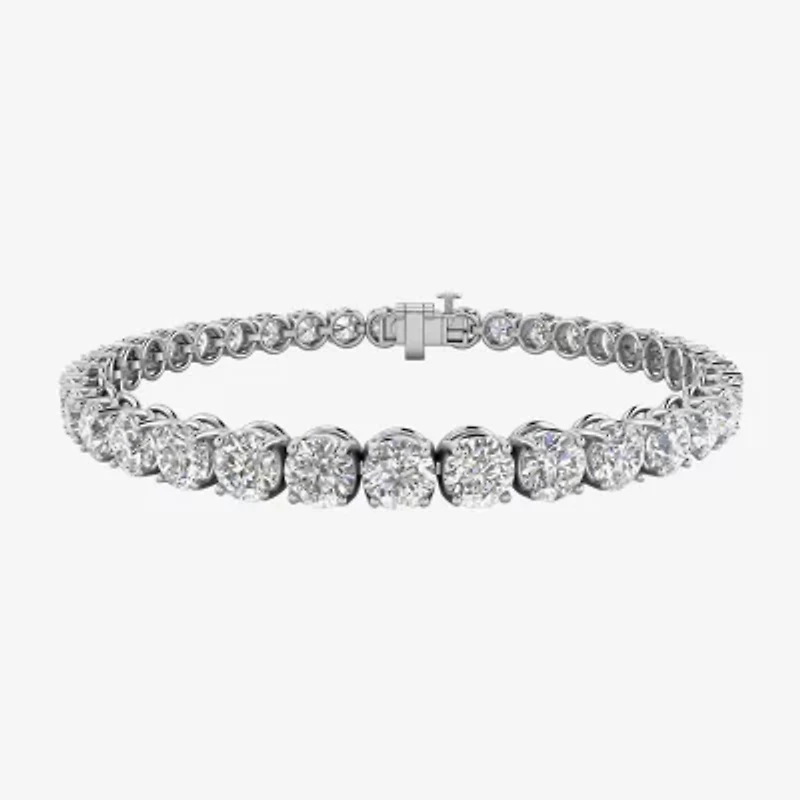 (F / Si2) Womens 13 Ct. T.W. Lab Grown White Diamond 14K Gold 8 Inch Tennis Bracelet