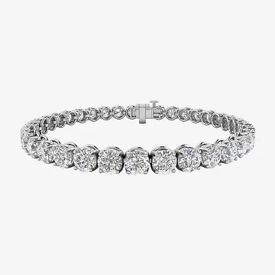 (F / Si2) Womens 13 Ct. T.W. Lab Grown White Diamond 14K Gold 8 Inch Tennis Bracelet