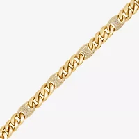 (F, Si2) Mens 14K Gold Over Stainless Steel Stainless Steel 8 1/2 Inch Solid Curb Chain Bracelet