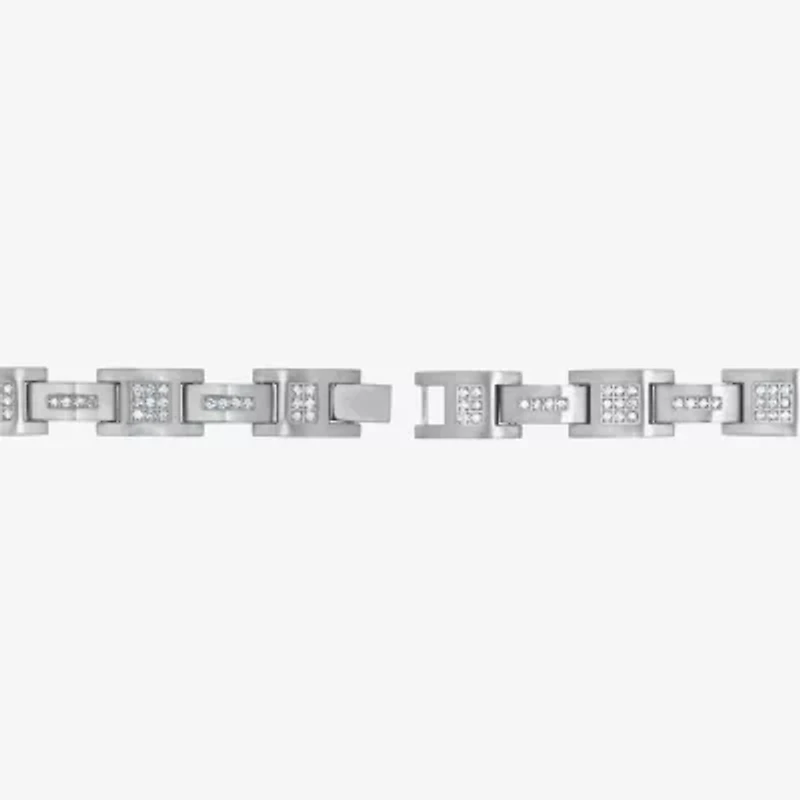 (F, Si2) Mens Stainless Steel Solid 8 1/2 Inch Link Bracelet