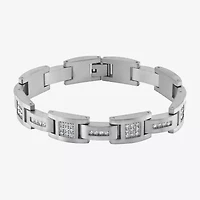 (F, Si2) Mens Stainless Steel Solid 8 1/2 Inch Link Bracelet