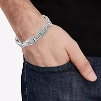 (F, Si2) Mens Stainless Steel Solid 8 1/2 Inch Link Bracelet