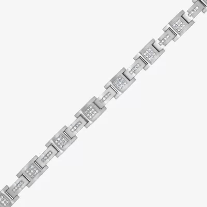(F, Si2) Mens Stainless Steel Solid 8 1/2 Inch Link Bracelet