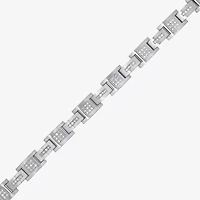 (F, Si2) Mens Stainless Steel Solid 8 1/2 Inch Link Bracelet