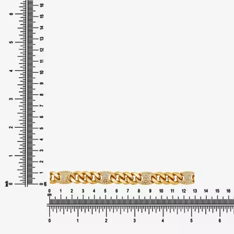 (F,Si2) Mens 14K Gold Over Stainless Steel 24 Inch Curb Chain Necklace