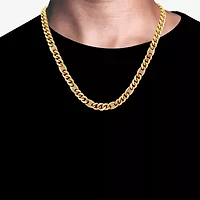 (F,Si2) Mens 14K Gold Over Stainless Steel 24 Inch Curb Chain Necklace