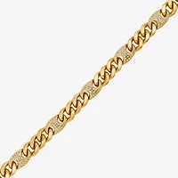 (F,Si2) Mens 14K Gold Over Stainless Steel 24 Inch Curb Chain Necklace