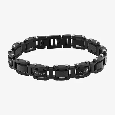 (F / Si2) Mens Stainless Steel Solid 8 1/2 Inch Link Bracelet