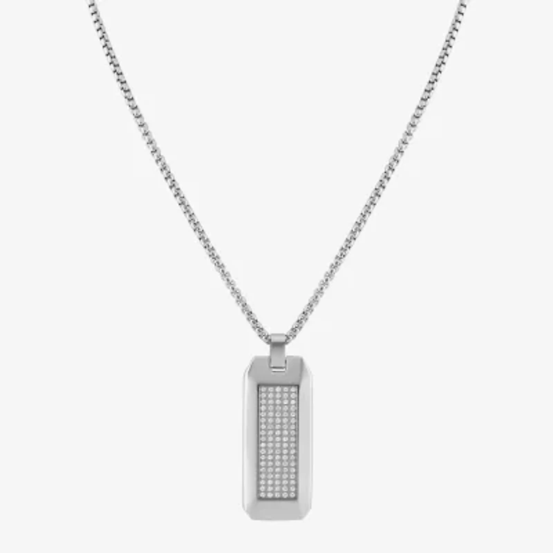 (F,Si2) Mens 1 1/4 CT. T.W. Lab Grown White Diamond Stainless Steel 24 Inch Pendant Necklace