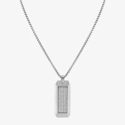 (F,Si2) Mens 1 1/4 CT. T.W. Lab Grown White Diamond Stainless Steel 24 Inch Pendant Necklace