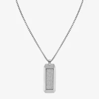 (F,Si2) Mens 1 1/4 CT. T.W. Lab Grown White Diamond Stainless Steel 24 Inch Pendant Necklace