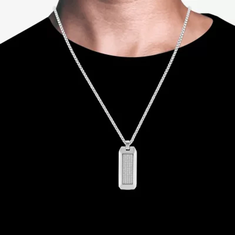 (F,Si2) Mens 1 1/4 CT. T.W. Lab Grown White Diamond Stainless Steel 24 Inch Pendant Necklace