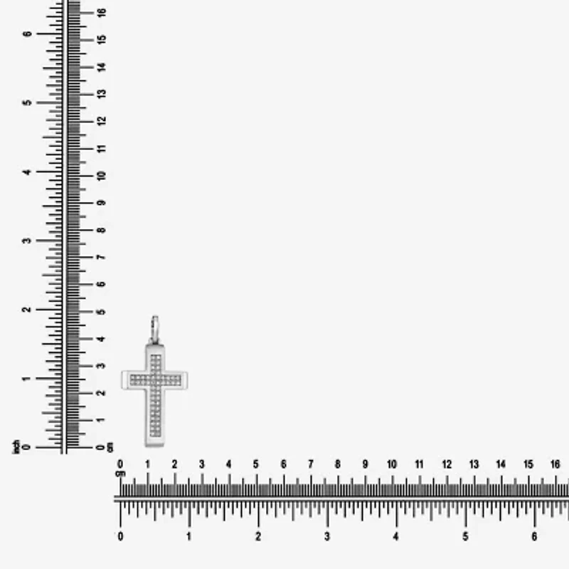 Cross (F,Si2) Mens 5/8 CT. Lab Grown White Diamond Stainless Steel Cross 24 Inch Pendant Necklace