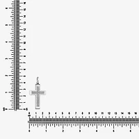 Cross (F,Si2) Mens 5/8 CT. Lab Grown White Diamond Stainless Steel Cross 24 Inch Pendant Necklace