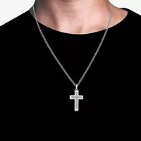 Cross (F,Si2) Mens 5/8 CT. Lab Grown White Diamond Stainless Steel Cross 24 Inch Pendant Necklace