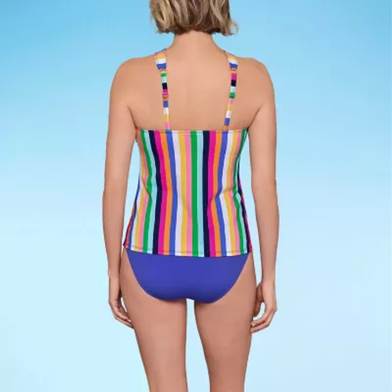 Liz Claiborne Womens Striped Tankini Swimsuit Top