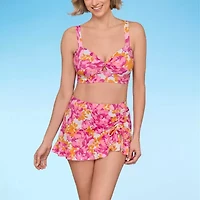 Liz Claiborne Womens Floral Midkini Swimsuit Top