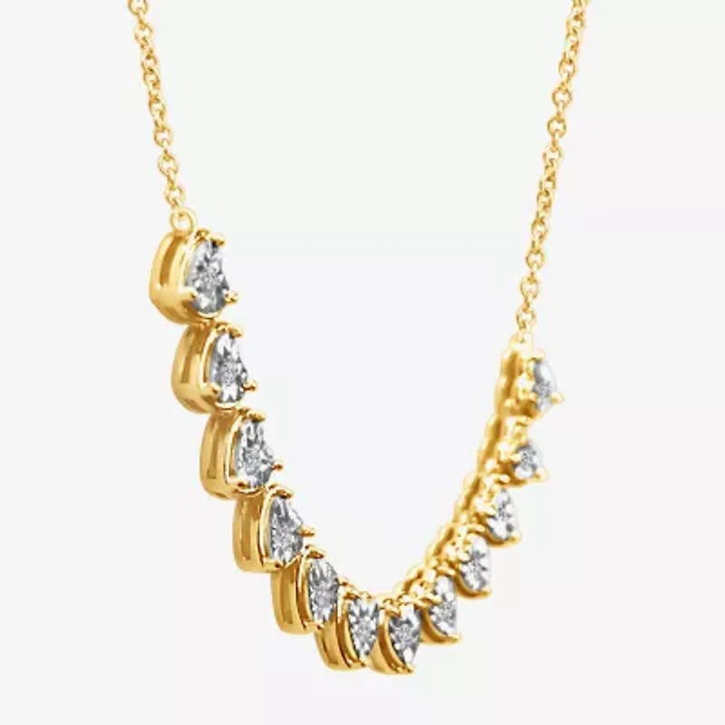 F / Si2) Womens 1/ CT. T.W. Lab Grown White Diamond 14K Gold Over Silver Heart 18 Inch Pendant Necklace