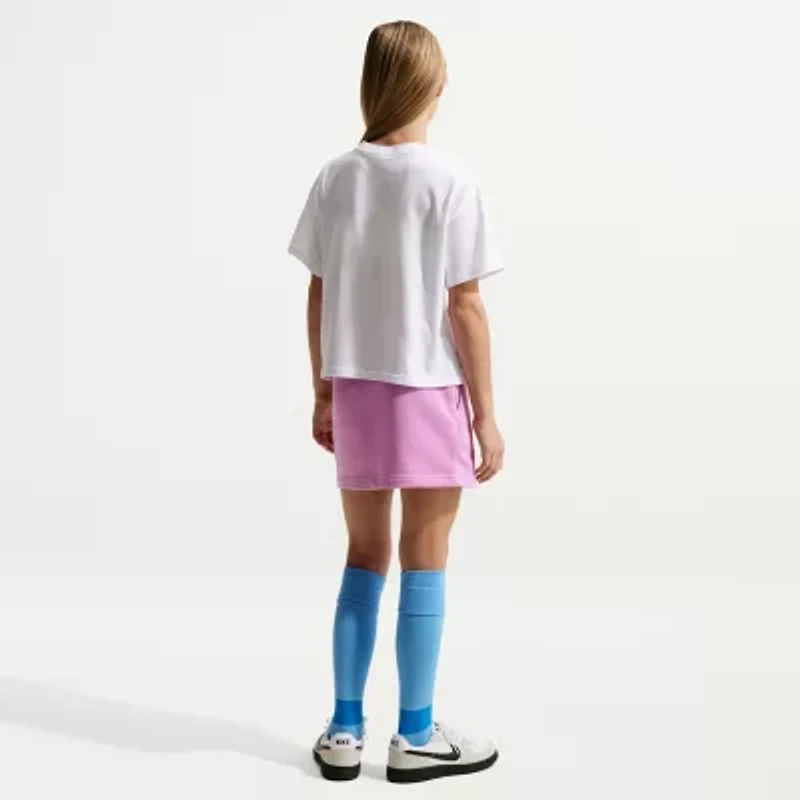 Nike Club Big Kid Girls Crew Neck Short Sleeve Oversized Graphic T-Shirt