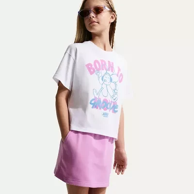 Nike Club Big Kid Girls Crew Neck Short Sleeve Oversized Graphic T-Shirt