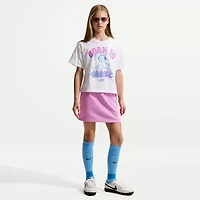 Nike Club Big Kid Girls Crew Neck Short Sleeve Oversized Graphic T-Shirt