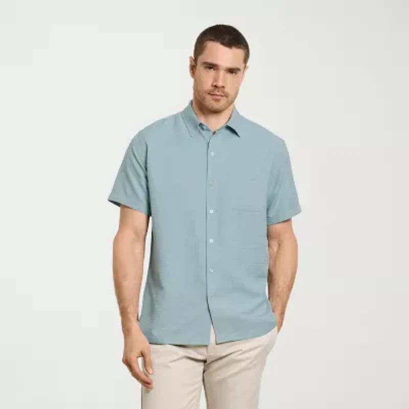 Van Heusen Weekend Mens Short Sleeve Camp Shirt