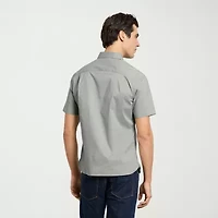 Van Heusen Everyday Defense Stain Shield Mens Short Sleeve Slim Fit Button-Down Shirt