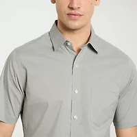 Van Heusen Everyday Defense Stain Shield Mens Short Sleeve Slim Fit Button-Down Shirt