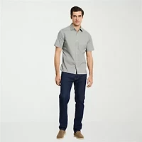 Van Heusen Everyday Defense Stain Shield Mens Short Sleeve Slim Fit Button-Down Shirt