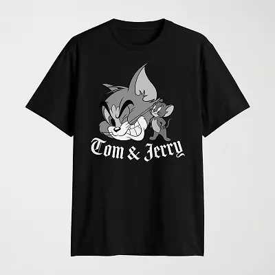 Mens Crew Neck Short Sleeve Classic Fit Tom and Jerry Big Tall Graphic T-Shirt