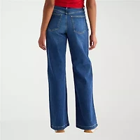 Arizona Womens Juniors Short Highest Rise Wide Leg Jean