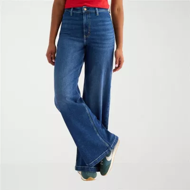 Arizona Womens Juniors Short Highest Rise Wide Leg Jean