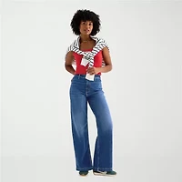 Arizona Womens Juniors Short Highest Rise Wide Leg Jean