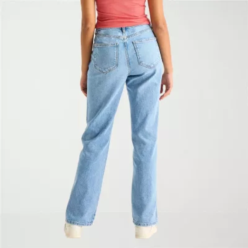 Arizona Womens Juniors Short High Rise Stretch Fabric Straight Leg Jean