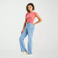 Arizona Womens Juniors Short High Rise Stretch Fabric Straight Leg Jean