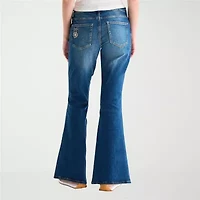 Arizona Womens Juniors Short Low Rise Stretch Fabric Flare Leg Jean