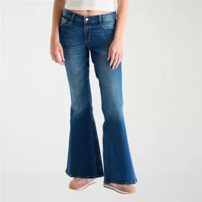 Arizona Womens Juniors Short Low Rise Stretch Fabric Flare Leg Jean