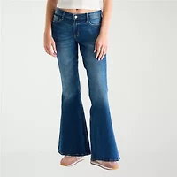 Arizona Womens Juniors Short Low Rise Stretch Fabric Flare Leg Jean