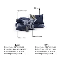 Bebejan Forget Me Not 100% Cotton Sateen 5 Piece Reversible Comforter Set