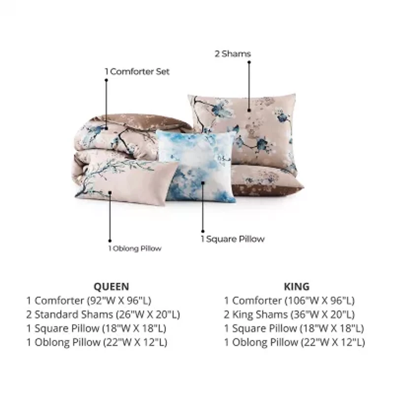 Bebejan Blue Blossom 5-pc. Midweight Reversible Comforter Set