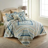 Donna Sharp Blue Diamond Floral Easy Care Quilt Set
