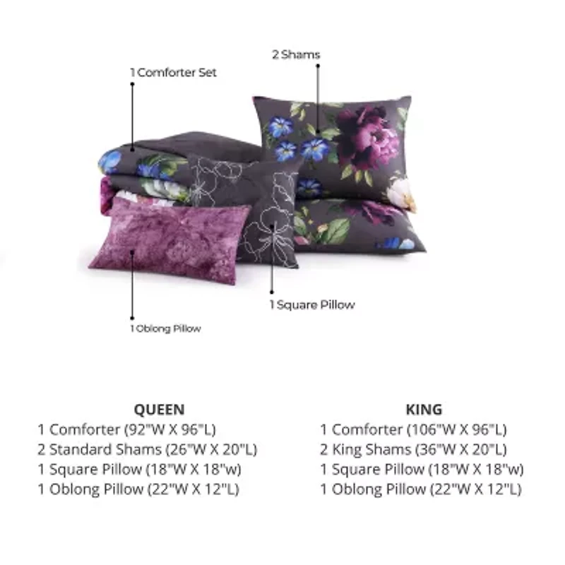 Bebejan Elegant Blossoms 5-pc. Midweight Reversible Comforter Set