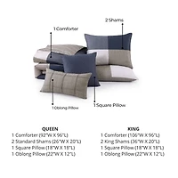 Bebejan Checkered Navy Tan 5-pc. Midweight Reversible Comforter Set