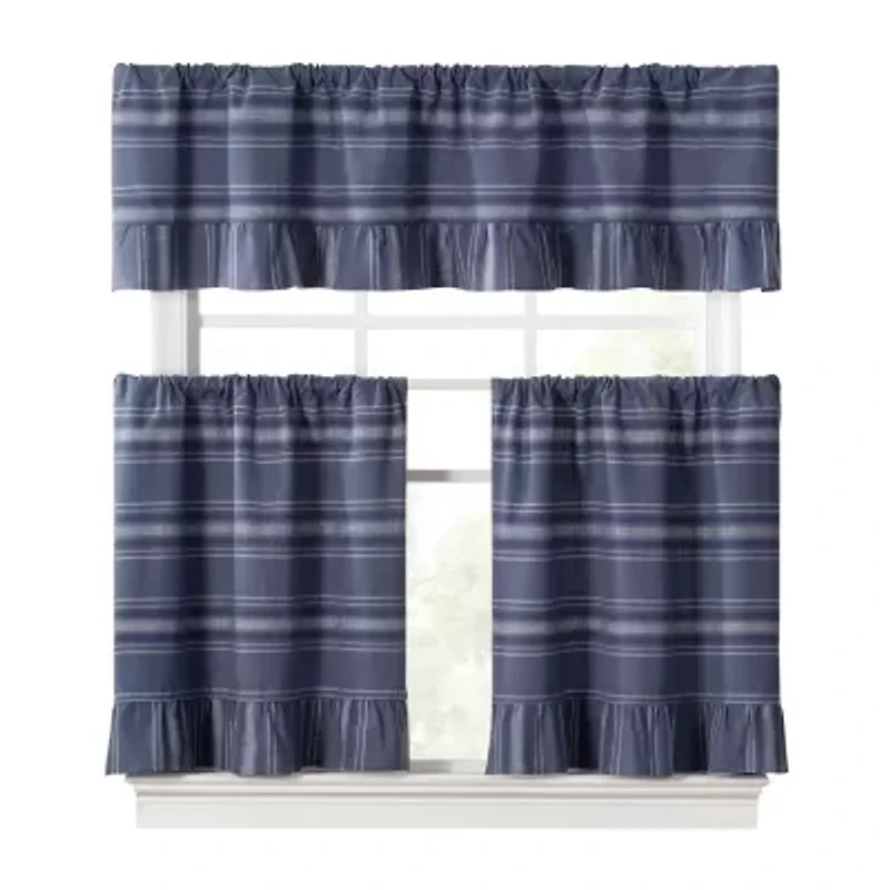 Martha Stewart Ruffle Stripe 2-pc. Rod Pocket Window Tier